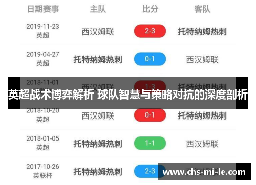 英超战术博弈解析 球队智慧与策略对抗的深度剖析